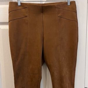 Dressbarn, Large, Brown,  Stretch leggings, Suede feel